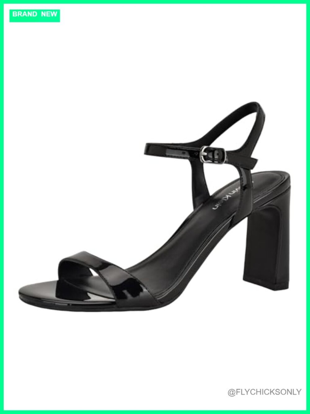 Faux Patent Leather Open Toe Heeled Sandals Buckle Closure